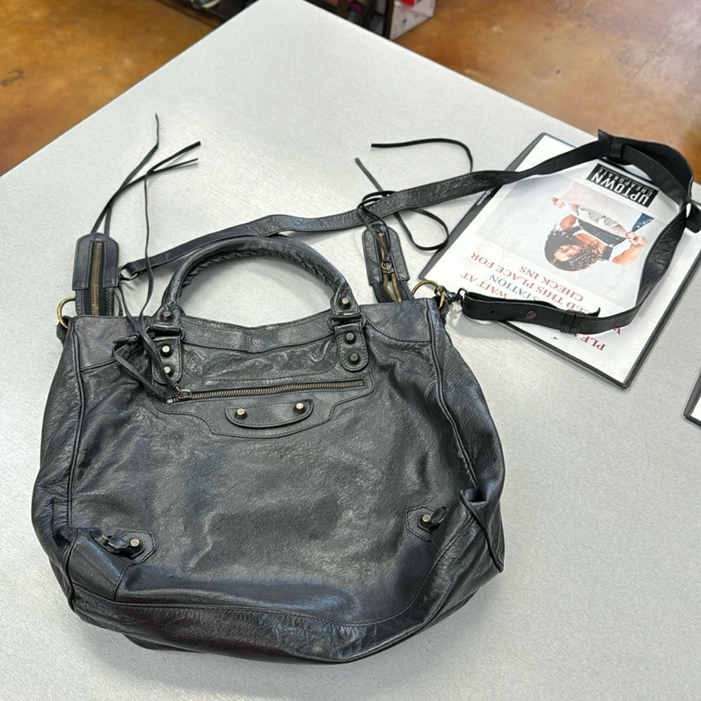 Balenciaga Black Leather Velo Bag